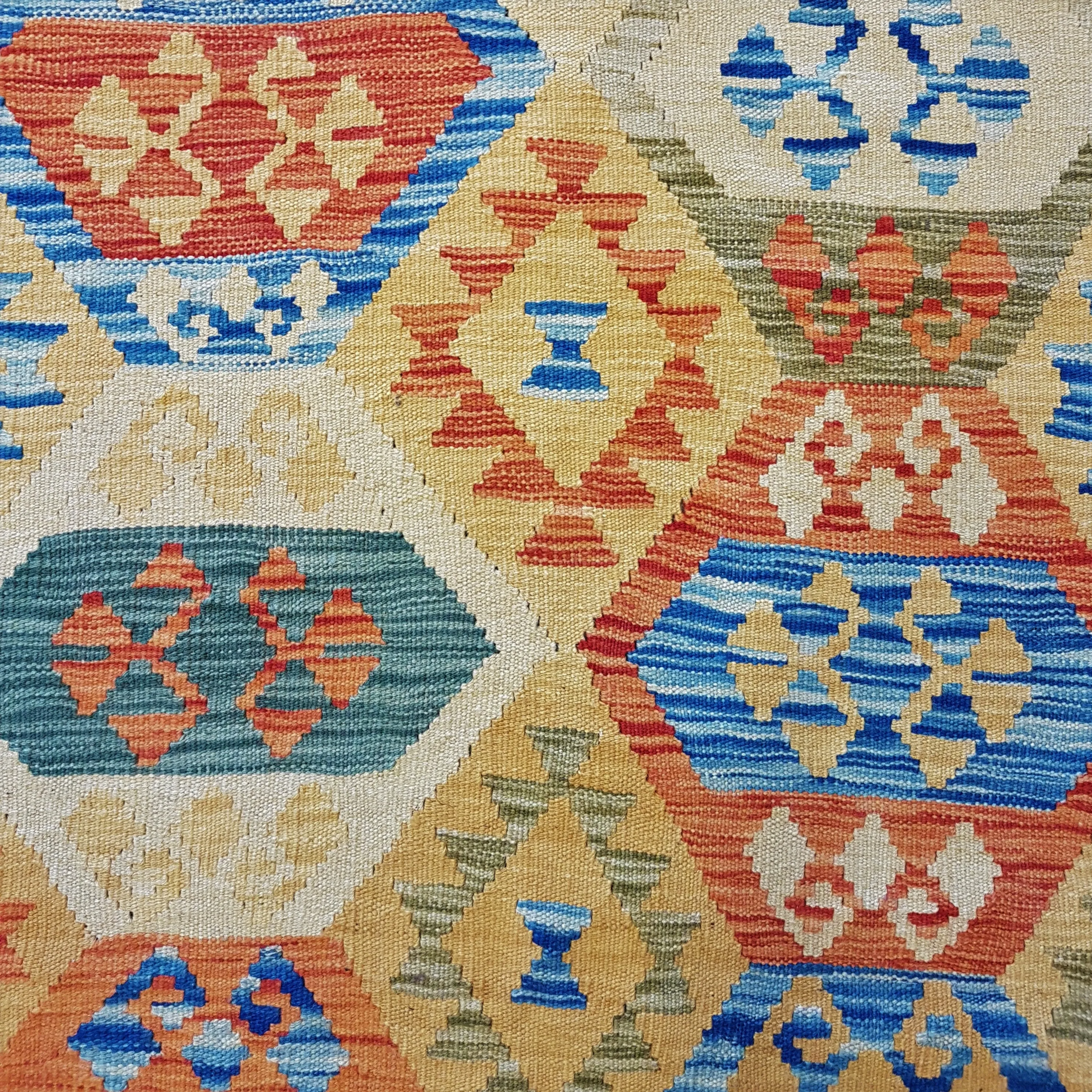 Traditional Afghan Flat-Weave Kilim Rug - 100% Wool (#001)