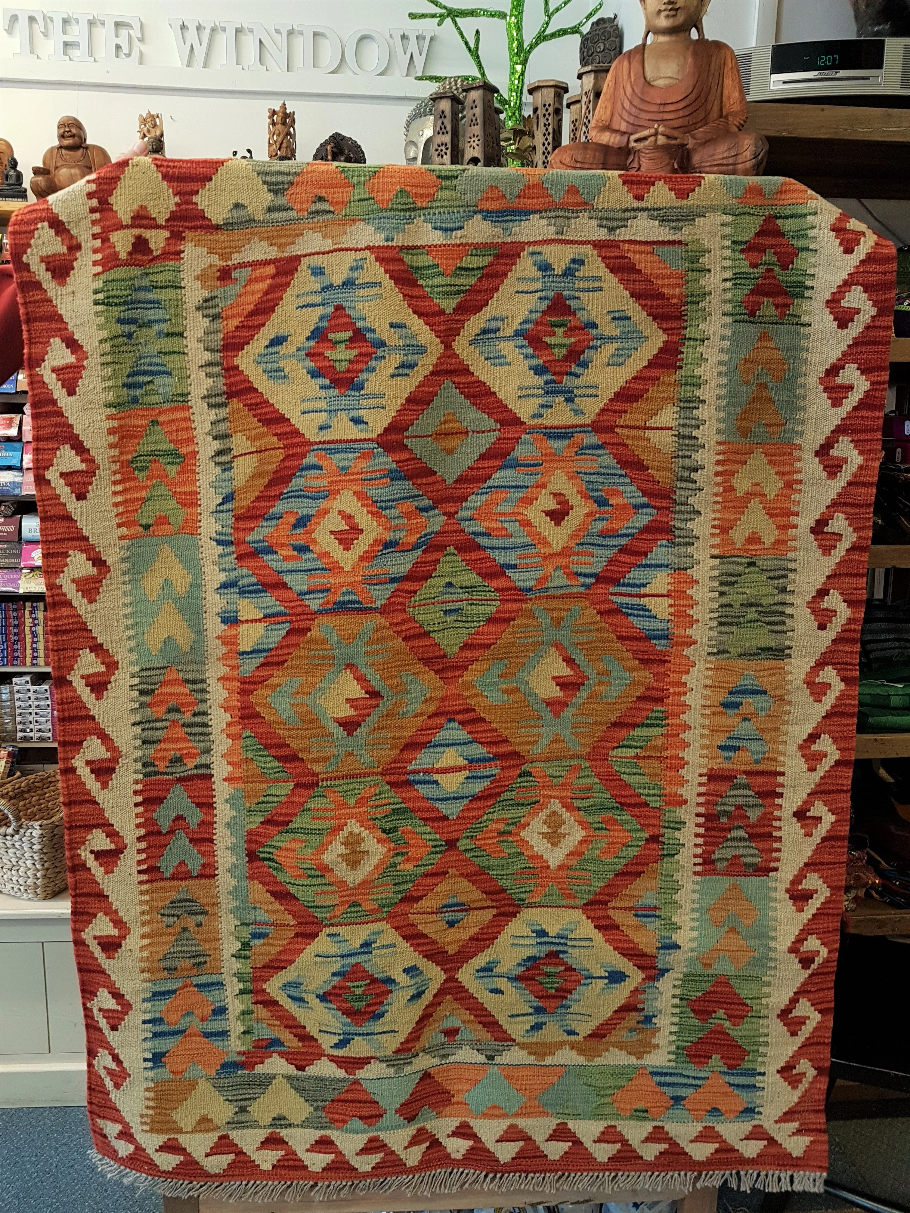 Traditional Afghan Flat-Weave Kilim Rug - 100% Wool (#002)