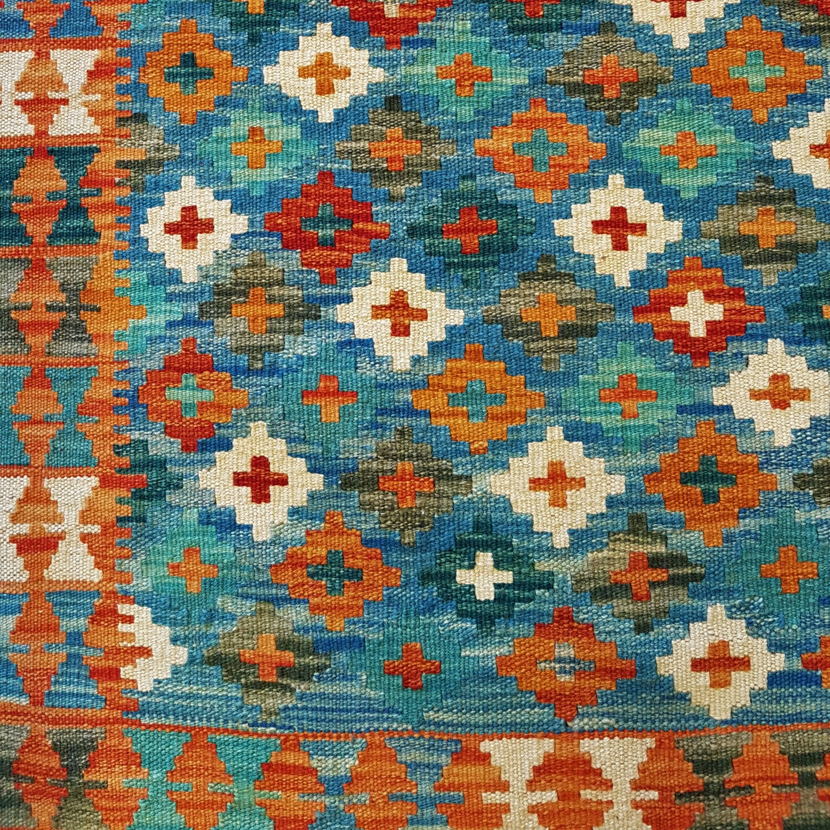 Traditional Afghan Flat-Weave Kilim Rug - 100% Wool (#006)