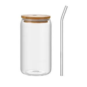 Transparent Coffee Mug With Lid and Straw