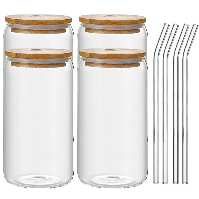 Transparent Coffee Mug With Lid and Straw