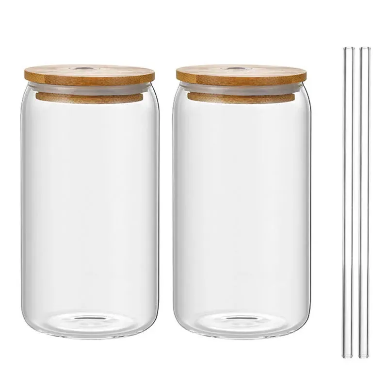 Transparent Coffee Mug With Lid and Straw