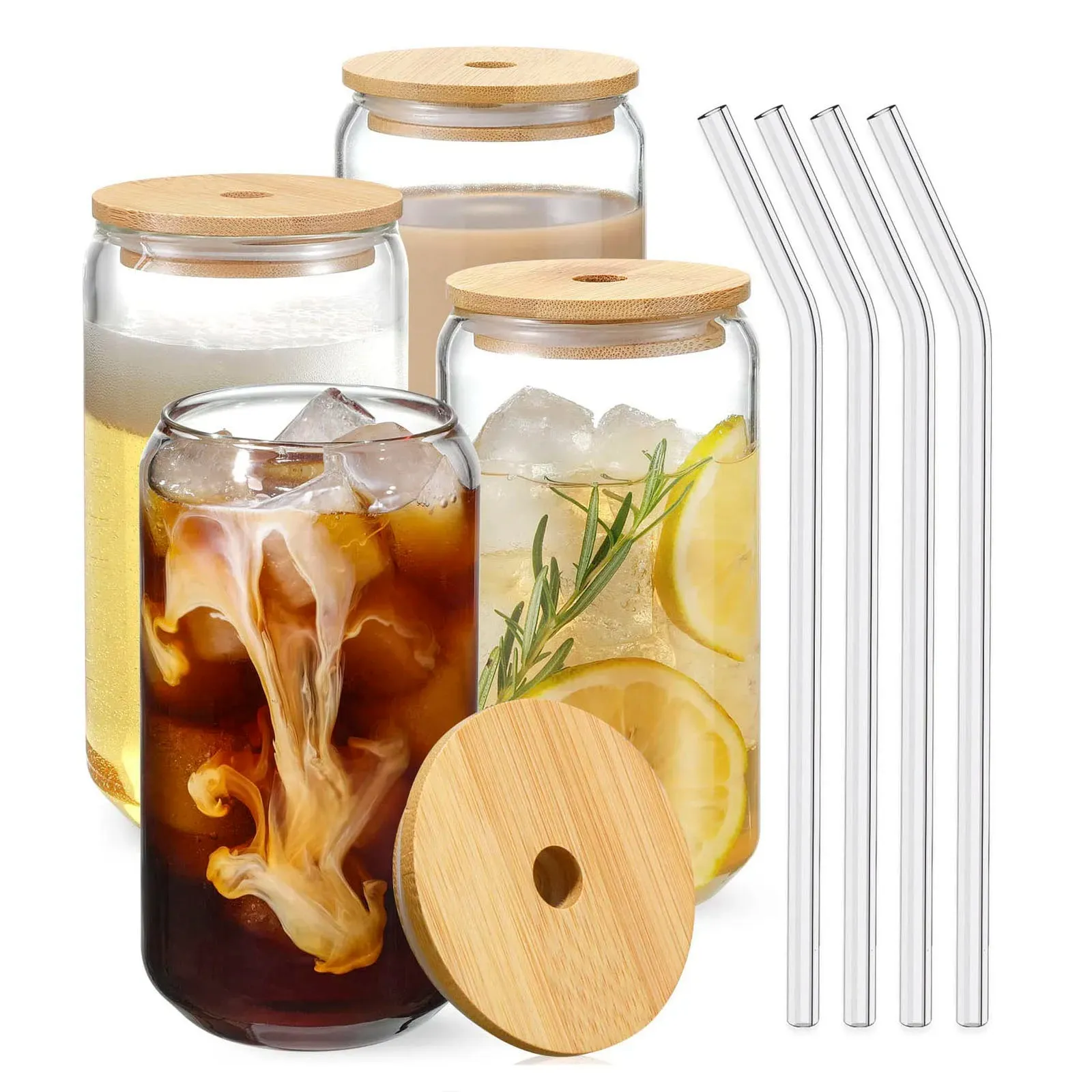 Transparent Coffee Mug With Lid and Straw