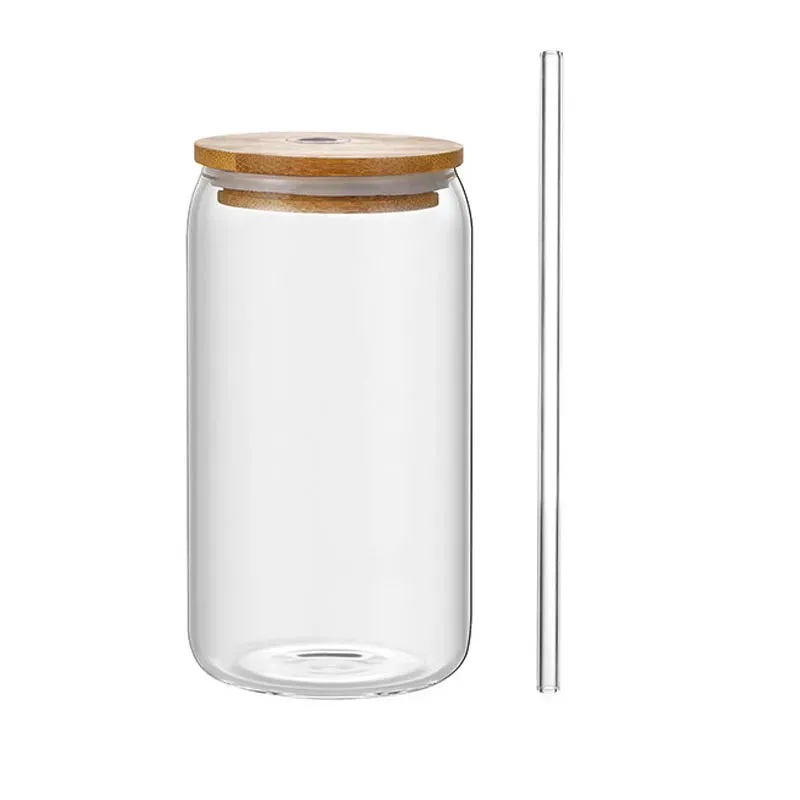 Transparent Coffee Mug With Lid and Straw