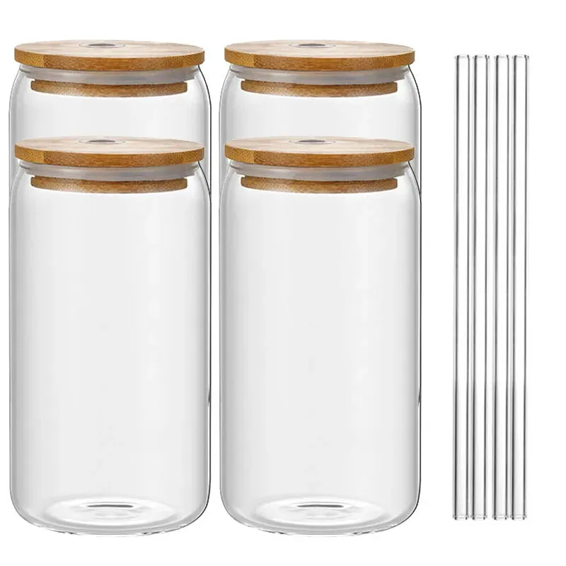 Transparent Coffee Mug With Lid and Straw