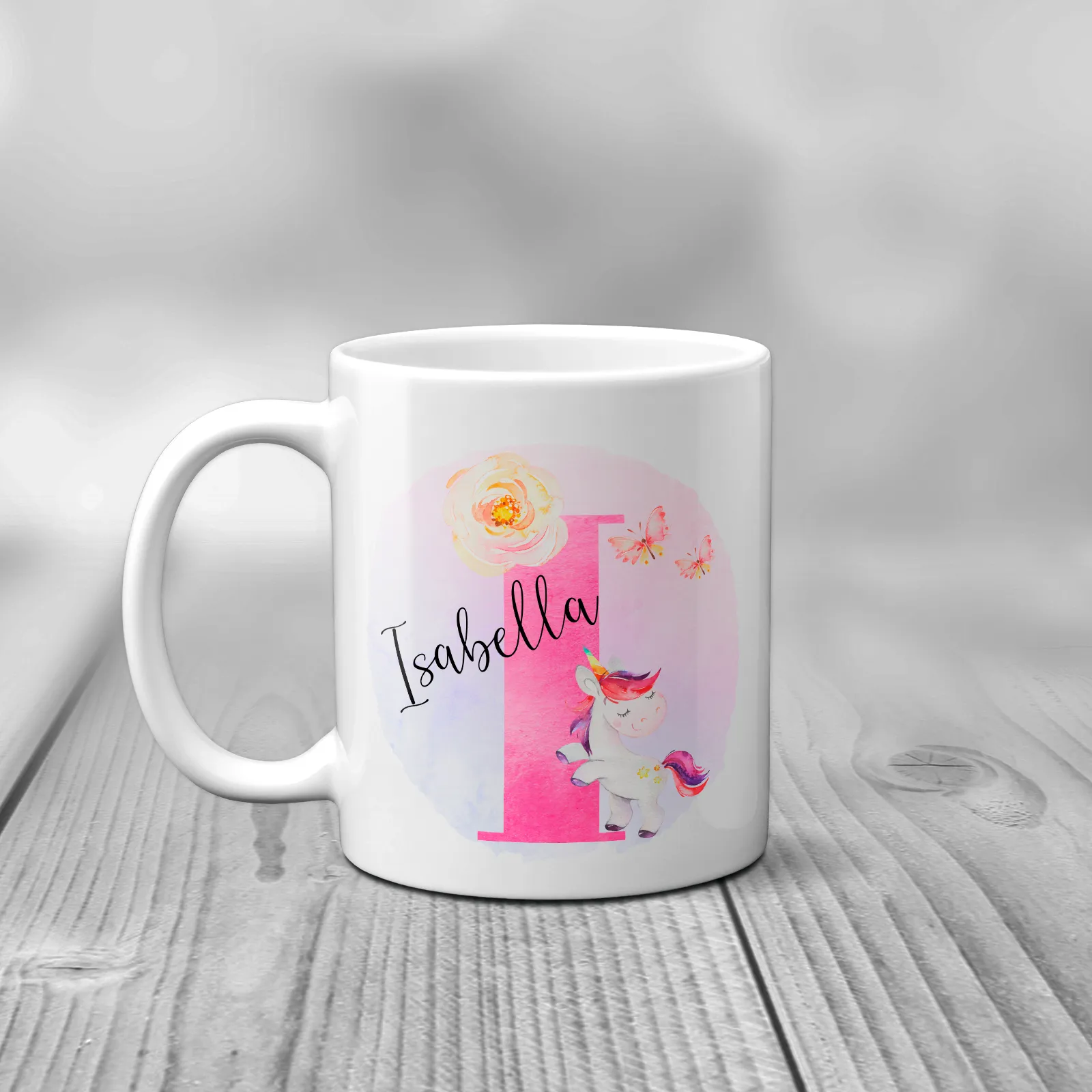 Unicorn Alphabet Watercolour Mug