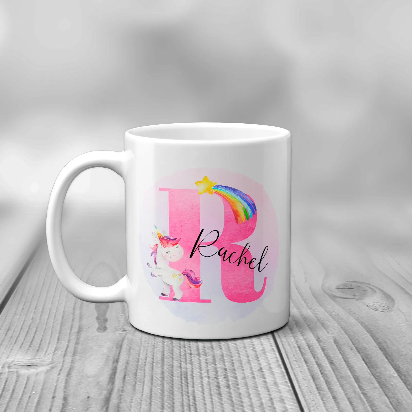 Unicorn Alphabet Watercolour Mug