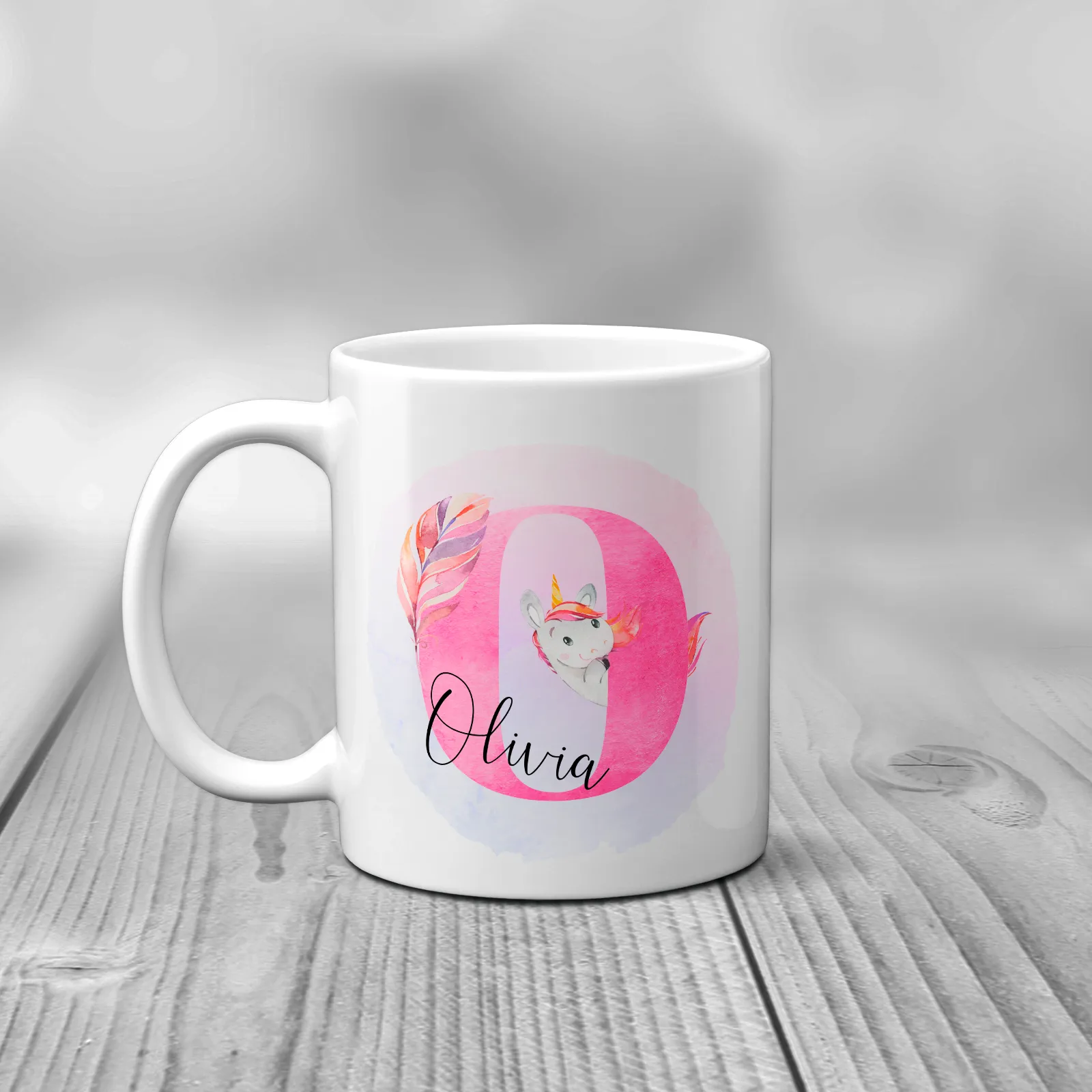 Unicorn Alphabet Watercolour Mug