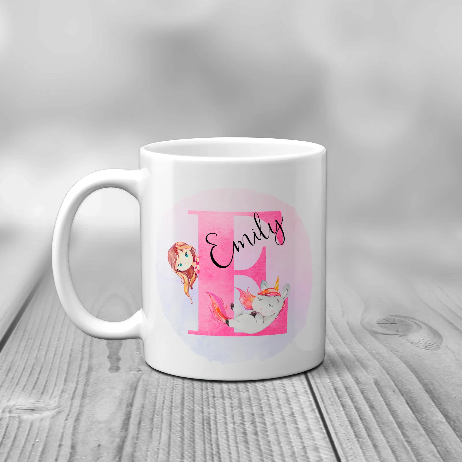 Unicorn Alphabet Watercolour Mug