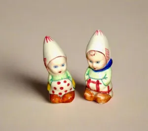 Vintage Ceramic Goebel Style Dutch Girl And Boy Novelty Salt & Pepper Pots