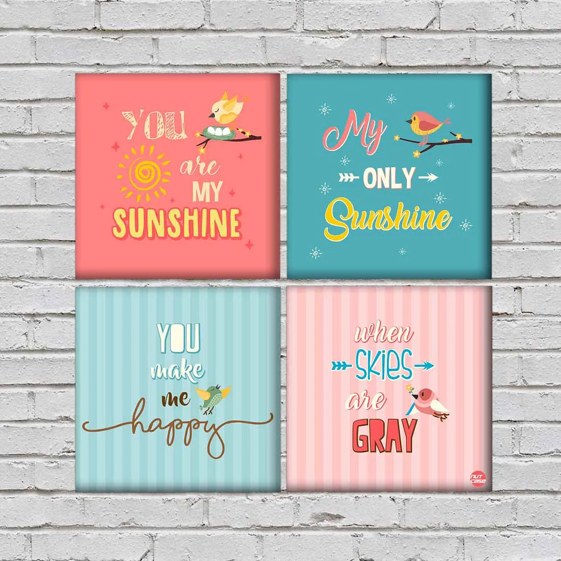 Wall Art Decor For Home Set Of 4 -You Are My Sunshine