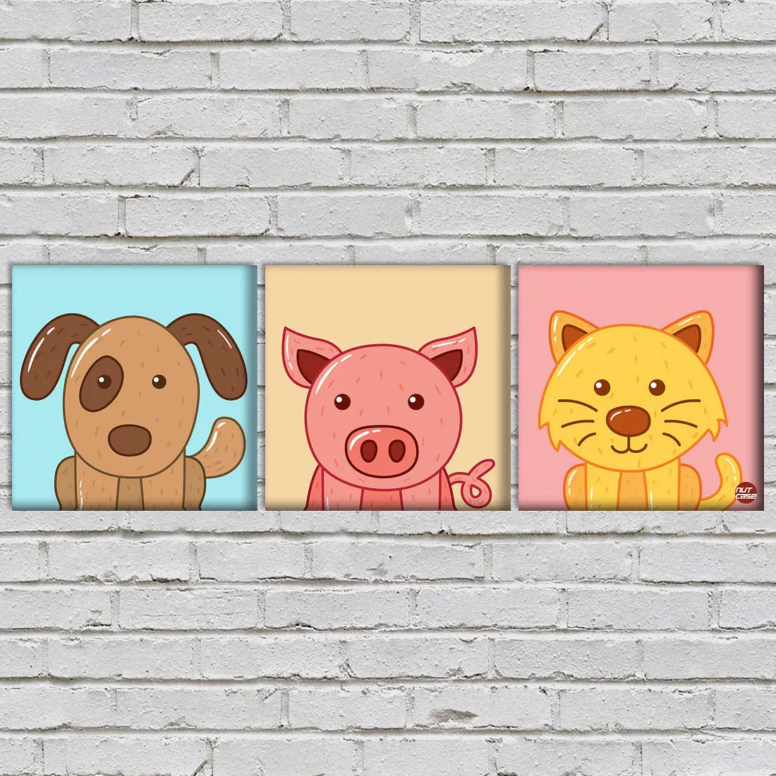 Wall Art Decor Hanging Panels Set Of 3 -Cute Dogs