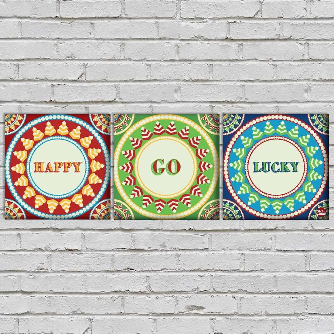 Wall Art Decor Hanging Panels Set Of 3 -Happy Go Lucky