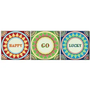 Wall Art Decor Hanging Panels Set Of 3 -Happy Go Lucky