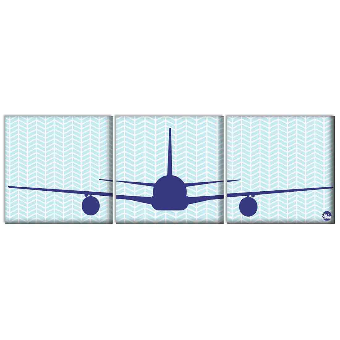 Wall Art Decor Hanging Panels Set Of 3 -Jet Plane