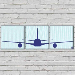 Wall Art Decor Hanging Panels Set Of 3 -Jet Plane