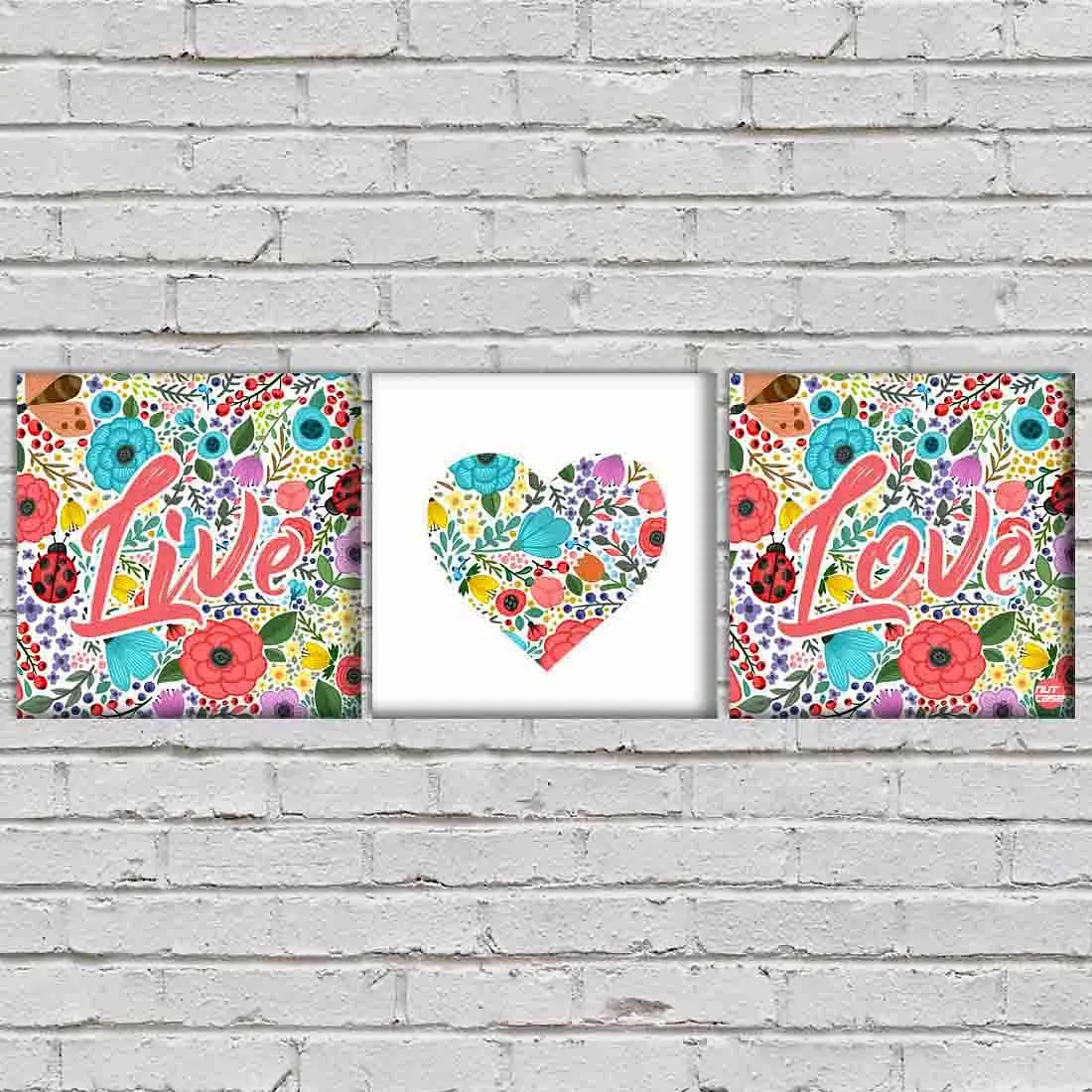 Wall Art Decor Hanging Panels Set Of 3 -Live Love