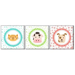 Wall Art Decor Panel For Home - Baby Animals Faces