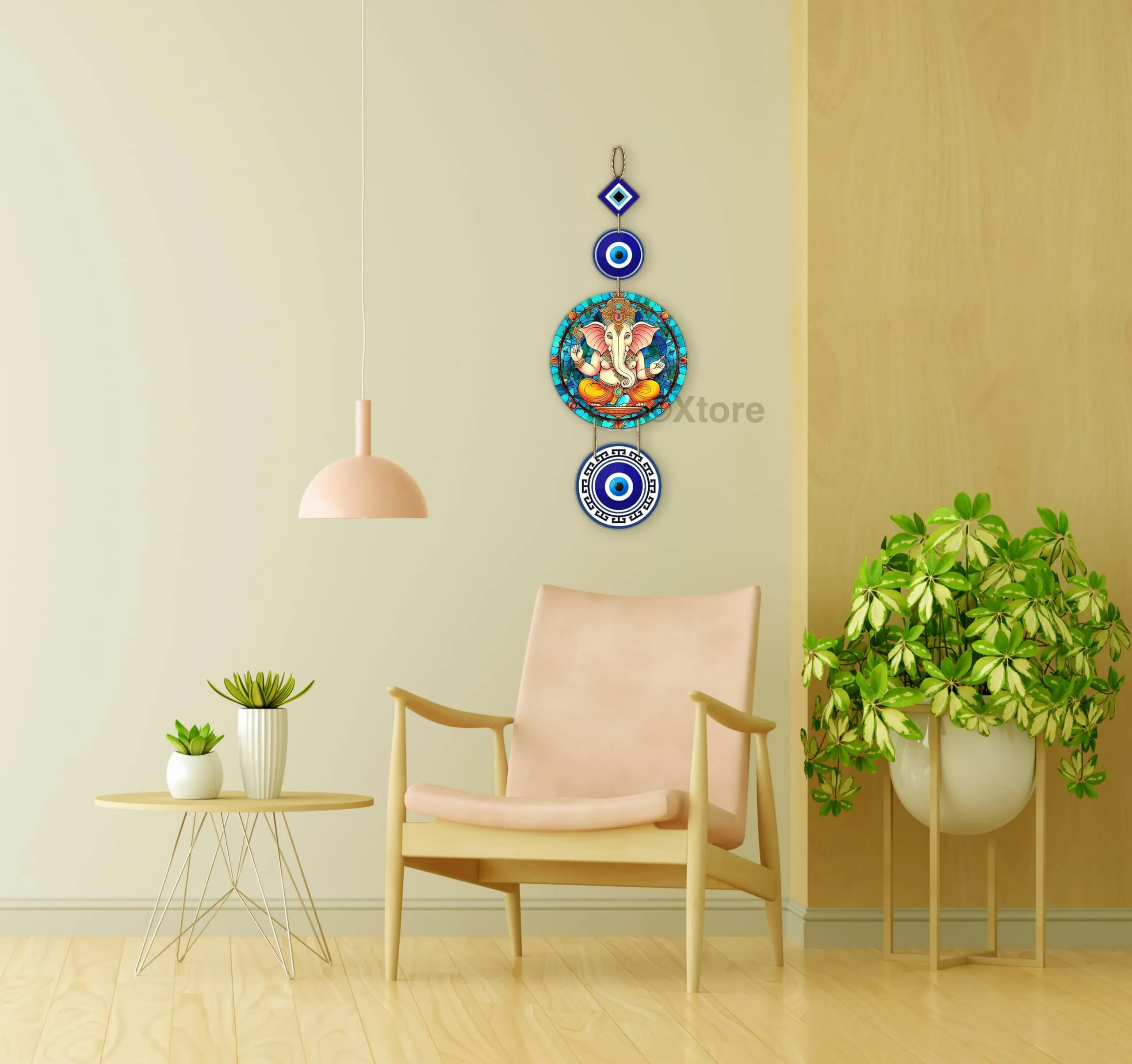 Xtore Decorative Wall Art MDF Wooden Hanger for Living Room | Bedroom | Office | Kitchen | Evil Eye | Nazar Raksha |Home Decor - Pack of 1