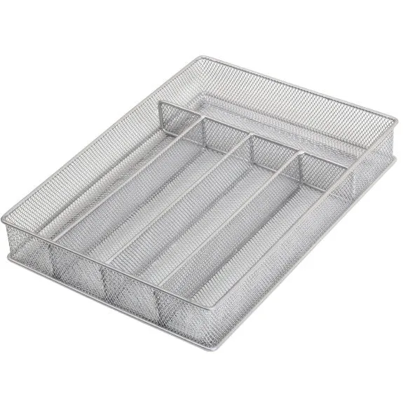 YBM Home Silver Mesh Cutlery Organizer 12.5x9.25"