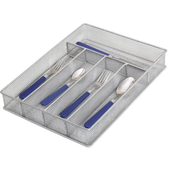 YBM Home Silver Mesh Cutlery Organizer 12.5x9.25"